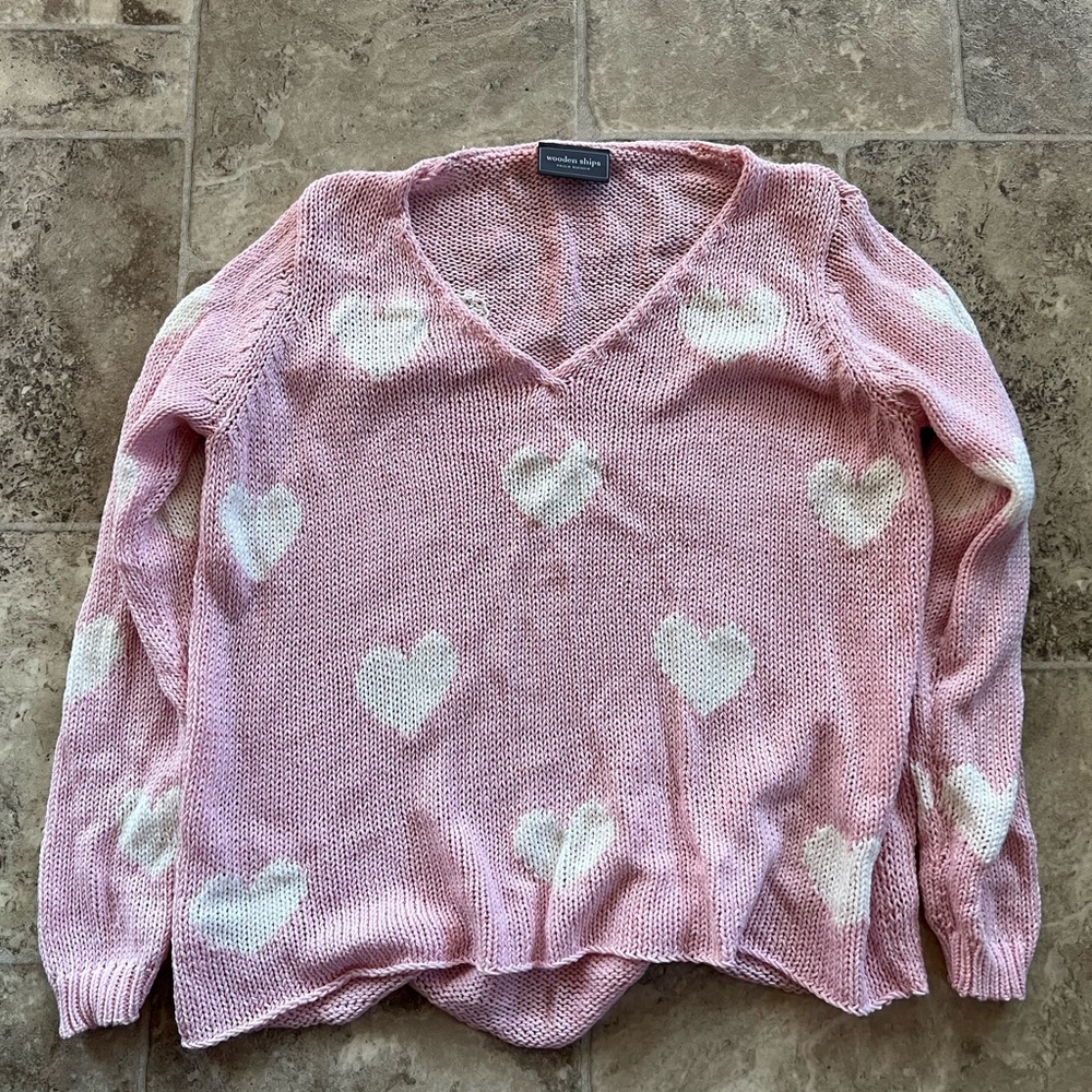 Wooden Ship heart sweater, size small/medium.